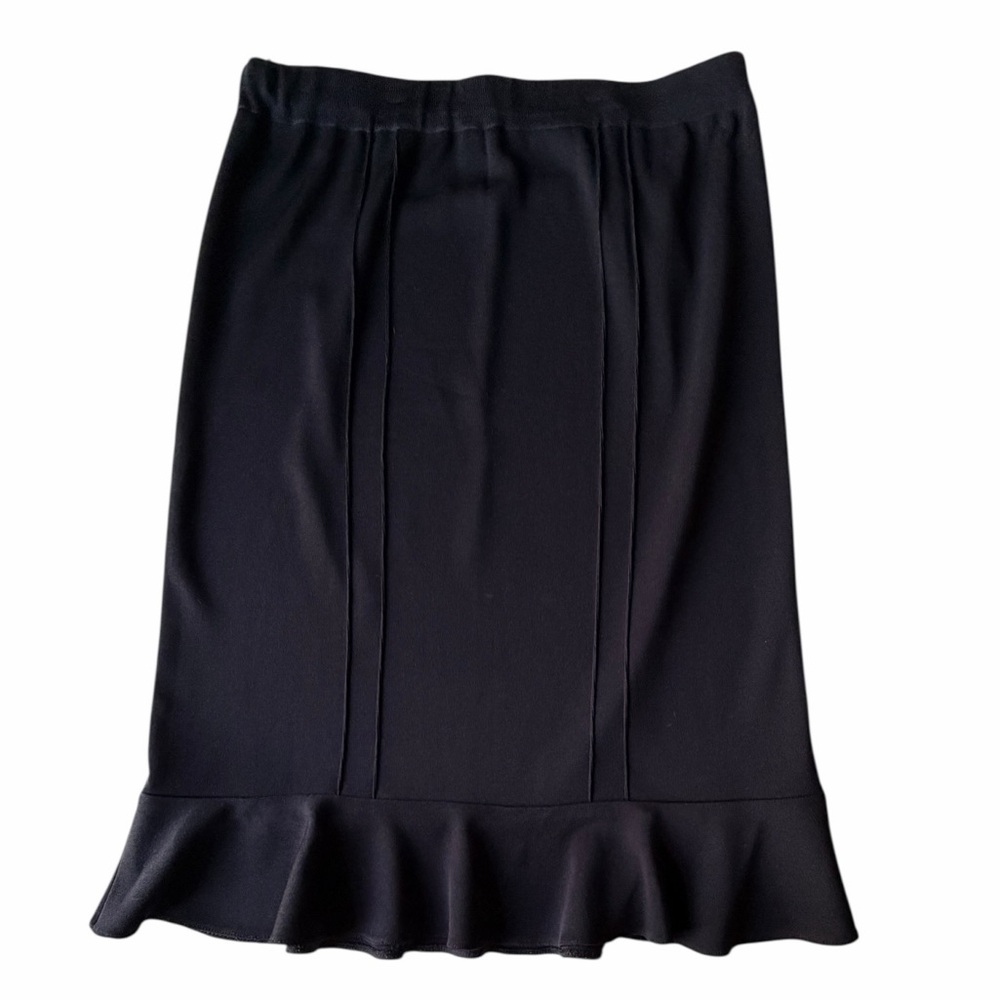 Exclusively Misook Black Flounce Ruffle Skirt, Large